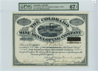 Colorado Mine Developing Co. - 1880 dated Colorado Mining Stock Certificate